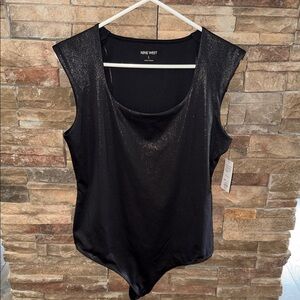 Nine West Shimmering Black Bodysuit